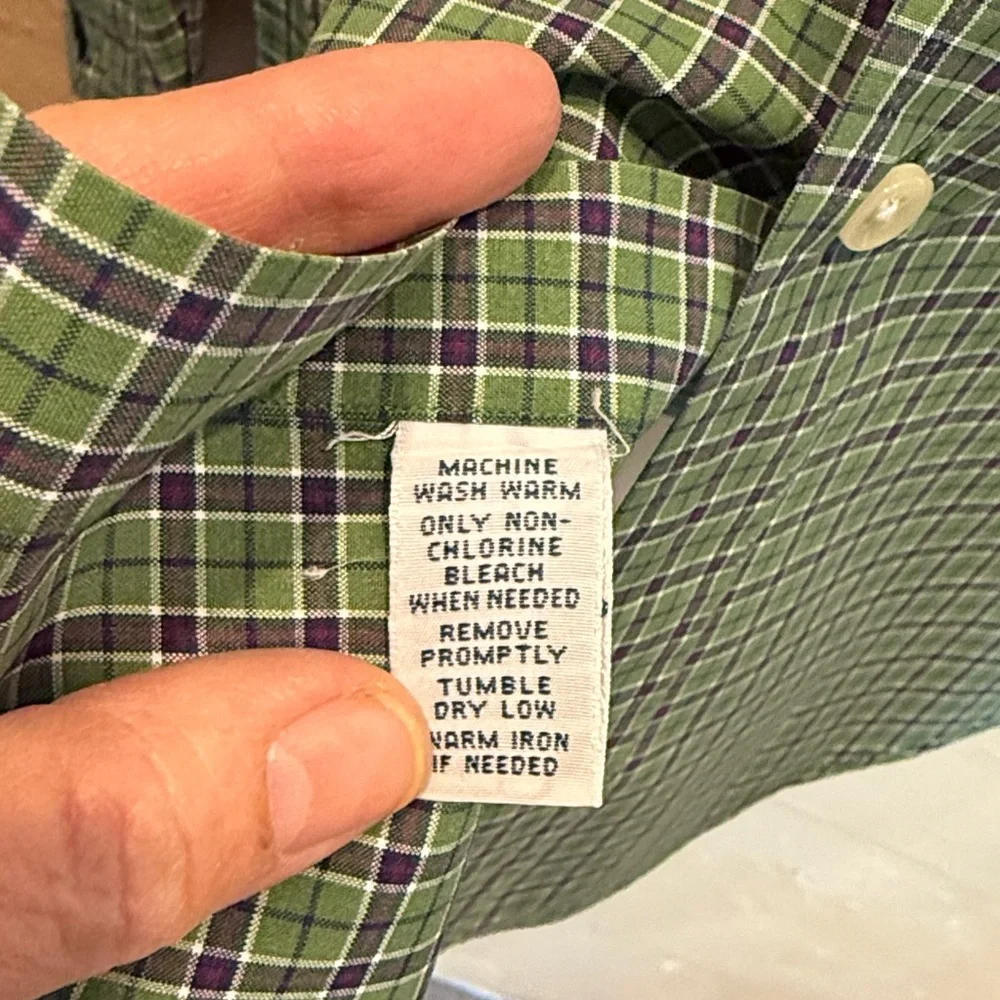 RALPH LAUREN Mens Green Checkered Button Down Shirt Size L - Picture 6 of 7